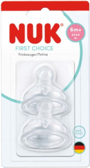 Nuk First Choice Plus Bottle Teats Silicone High Flow for 6+ Months 2 Pieces
