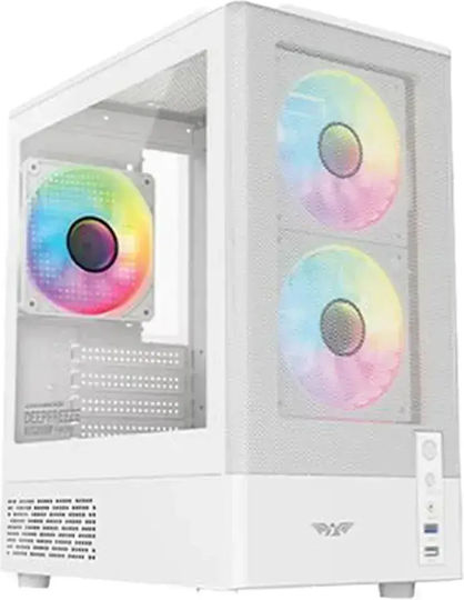 Armaggeddon DF-DUPLEX2-CHRW Gaming Micro Tower Κουτί Υπολογιστή με Πλαϊνό Παράθυρο Λευκό