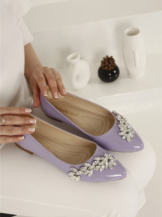 Leather Women's Moccasins in Purple Color