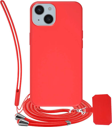Jaym Husa Silicon Pentru iPhone 15 Plus Cu Curea De Mana Rosu