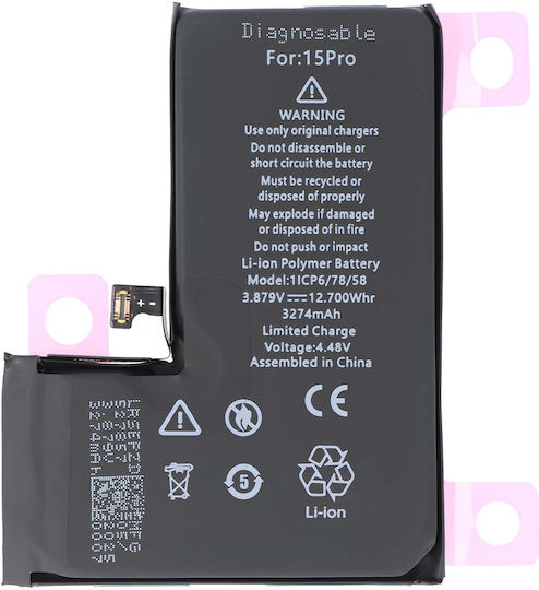Avizar Diagnosticable Battery Iphone 15 Pro Li-polymer 3.87v 3274mah 12.7wh Black