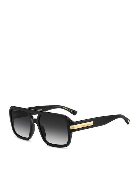 Dsquared2 Unisex Sunglasses With Black Horn-Rimmed Frame And Black Lens D2 0197/S 807