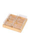 Cheffinger Set 4 Glass Bowls Natural Bamboo Base Solid Practical Sienna