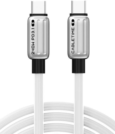Cabletime USB 2.0 Cable USB-C Male - USB-C 240W PD White 1m CT-CM240-ZSW1