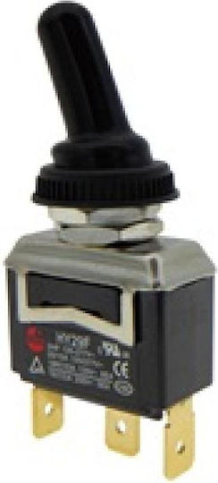 Διακοπτης Toggle On-off-on Μονοπολικος 3p 18a/250v Fast-on Καπακι Αδιαβροχοποιησης Hy29f Ked 01.081.0052 10 Τεμαχια
