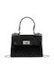 Avizar Women's Evening Handbag Sparkling Mesh Effect Metal Chain Black