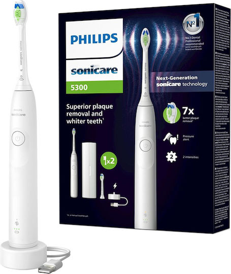 Philips Sonicare Periuță de dinți electrică cu Senzor de Presiune și Husă de Călătorie Albă