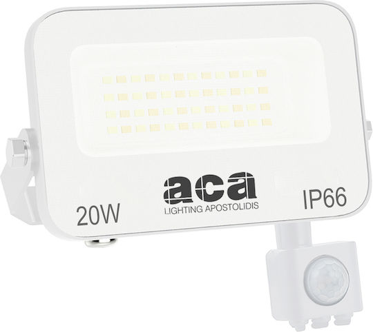Aca Στεγανός Προβολέας LED 20W Ψυχρό Λευκό 6500K IP66