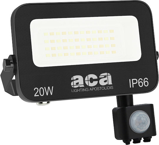 Aca Στεγανός Προβολέας LED 20W Ψυχρό Λευκό 6500K IP66