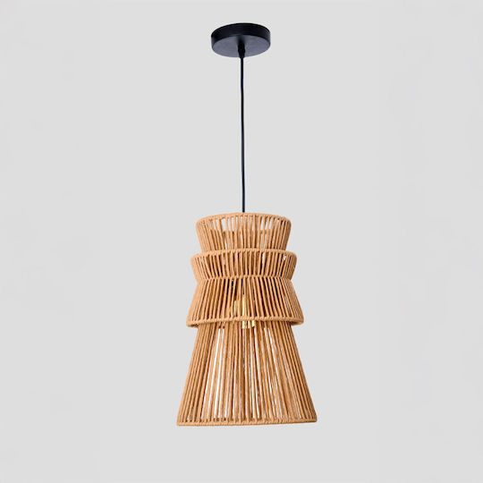 InTheBox Cleo Κρεμαστό Φωτιστικό Καφέ με Σχοινί 26.5x38.5εκ.