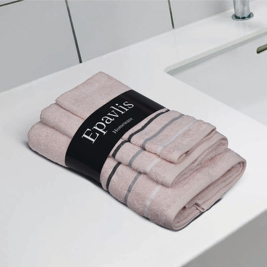 Epavlis Homeware Bath Towel Set 3pcs Lines Pink