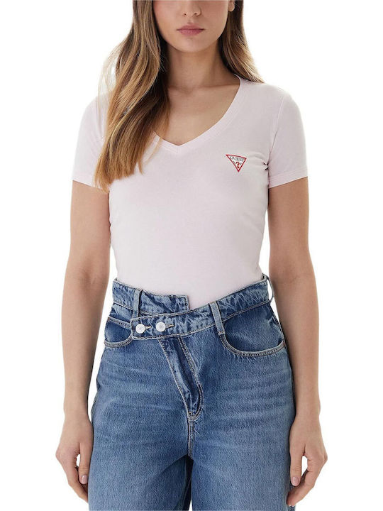 Guess Triangle Triangle Γυναικείο T-shirt Pink