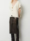 Women's Sweater with V Neckline Floral Off White