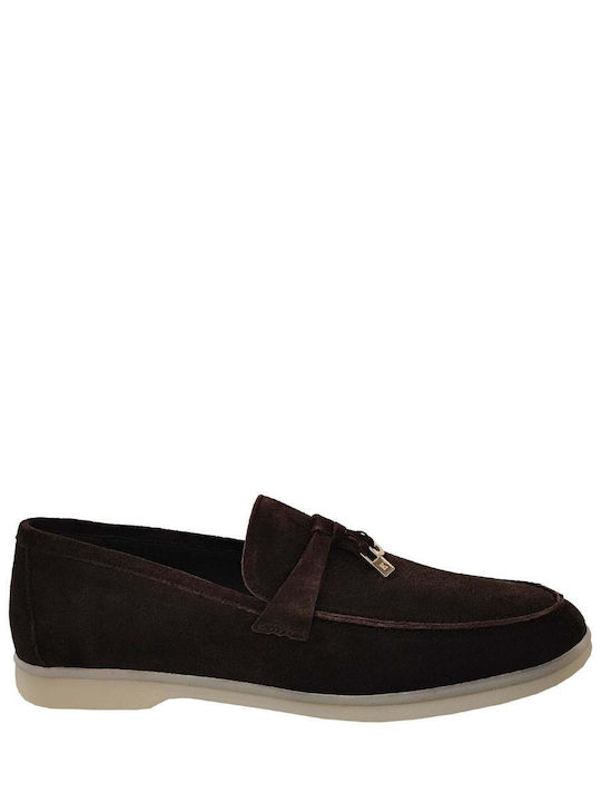 Leather Women's Loafers in Brown Color
