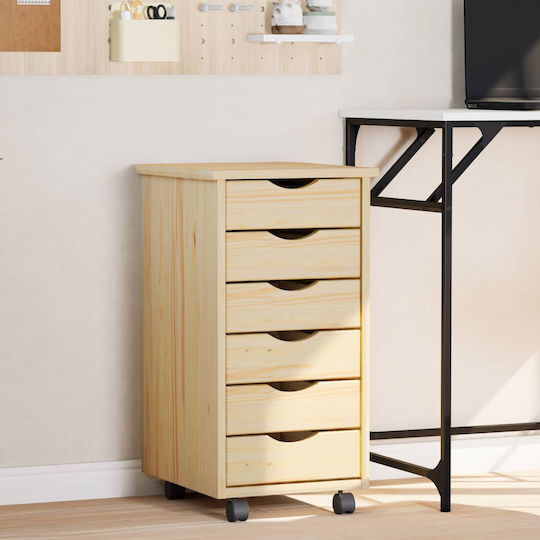 Schublade Büro mit Rollen Transparent Varnish 34x39x65.5cm