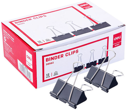 Deli Double Clip 41mm No2 Effortless Black 12 Pieces Product Sold Individually Single Pieces