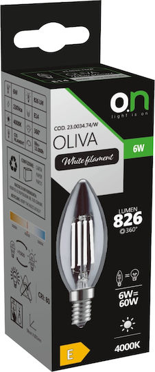 23.0034.74/w Gbc Candle 6W E14 4000K 230V Transparent Filament