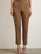 Women's High-waisted Fabric Trousers Slim Fit Brown