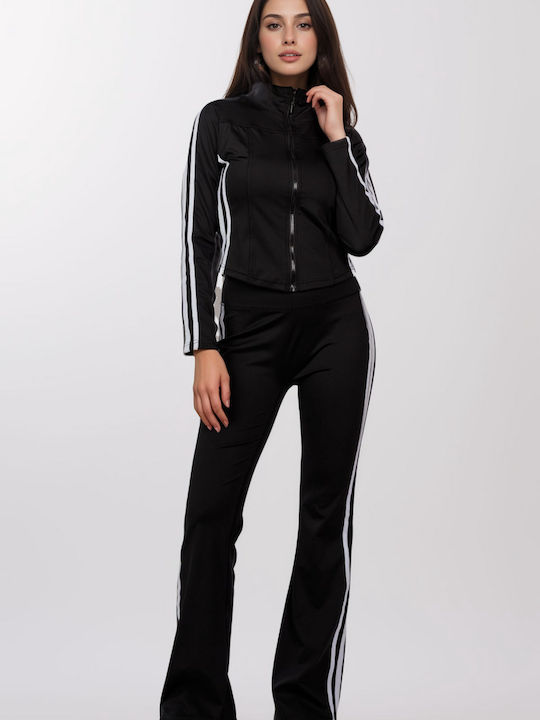Femei Black Set cu Talie înaltă Pantaloni Cu dungi