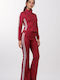 Damen Bordeaux Set mit Hoch tailliert Hose in Lockerer Passform Gestreift