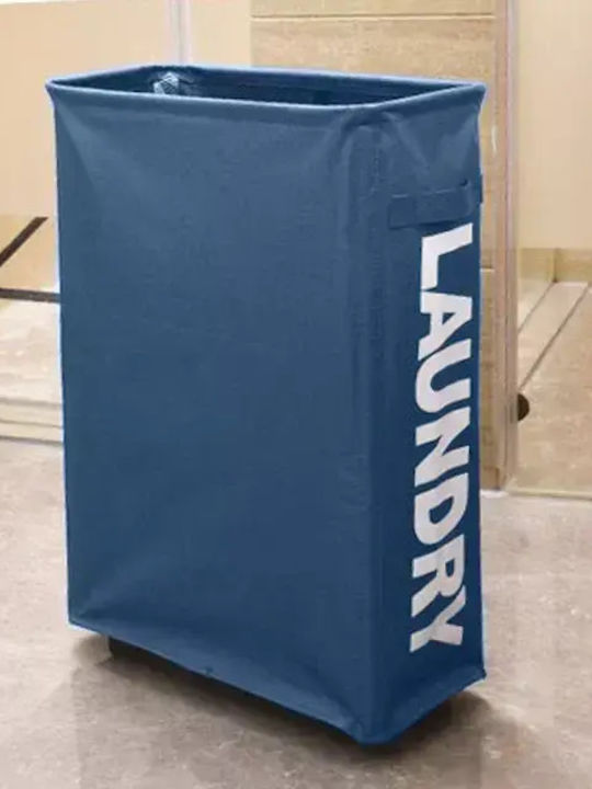 Fabric Collapsible Laundry Basket 40x18x58cm Blue Fabric Collapsible Laundry Basket 40x18x58cm Blue