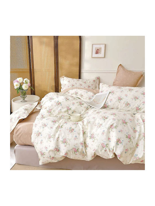 Epavlis Homeware Σετ Σεντόνια Υπέρδιπλα με Λάστιχο 160x200+25εκ. Μπεζ (4τμχ)