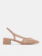 Pointed Toe Heels with Low Heel Beige