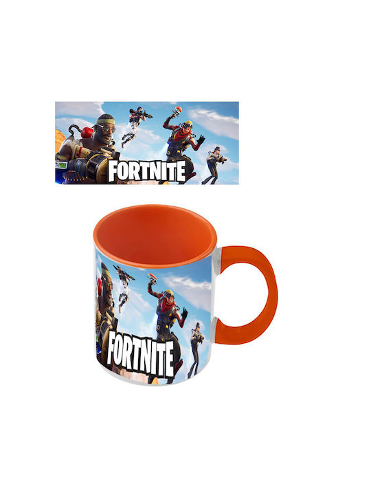 Cană Fortnite Portocalie Mâner Inimă Interior