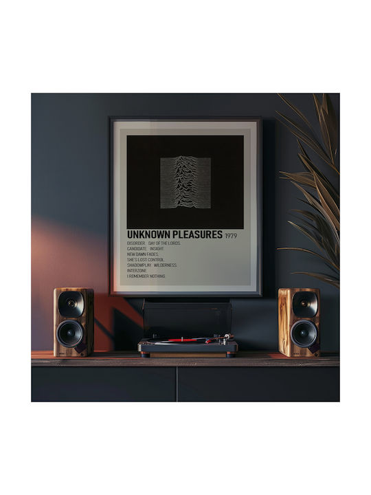 Music Poster Unknown Pleasures Joy Division Ms483 21cm X 30cm Μαύρη Ξύλινη Κορνίζα