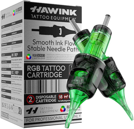Set 50 Ace De Tatuaj Profesionale De Unică Folosință Hawink #12 Rgb Rotunde Standard Liner 0.35 Mm 5 Tipuri Module Ac 3rl 5rl 7rl 9rl 11rl Accesorii Din Oțel Inoxidabil Pentru Începători Artiști En20-fg-50kit-e