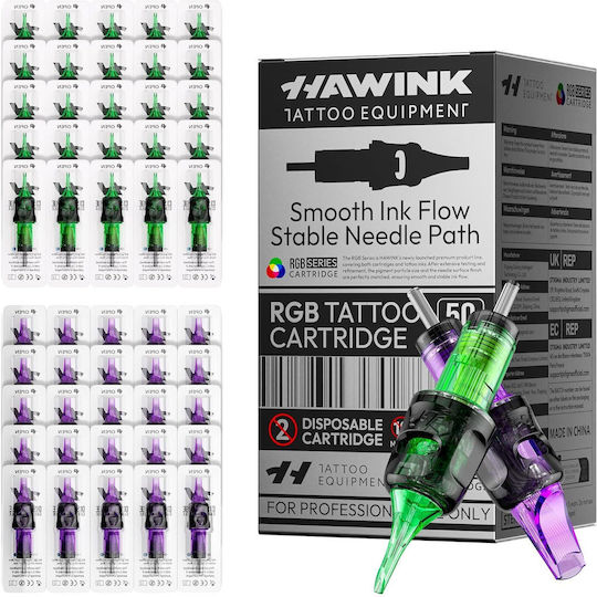 Set 50 Ace Profesionale De Unică Folosință Hawink Pentru Tatuaje #12 Liner Shader Magnum 0,35 Mm 12 Tipuri Modul Ac 3rl 5rl 7rl 3rs 5rs 7rm 9r 11rm 13rm 15rm Oțel Inoxidabil Accesorii Profesionale En20-fg-50kit-j