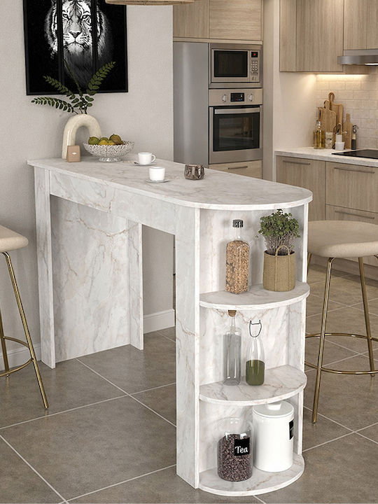 Vigne Masă Bar cu Suprafață de Marmură Marble Effect White 150x51.6x101.8buc