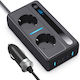 Invertoare De Putere Auto 12/24 V Tensiune De Ieșire 220v Putere 200w 2 Prize Eu 2 Porturi Usb 2 Porturi Type-c Afișaj Digital Protecție La Temperatură Conectat La Bricheta Negru