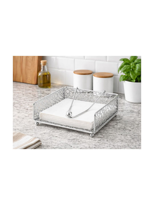 Galifas Metallic Napkin Holder Silver 18x18x6cm GB-442220-2