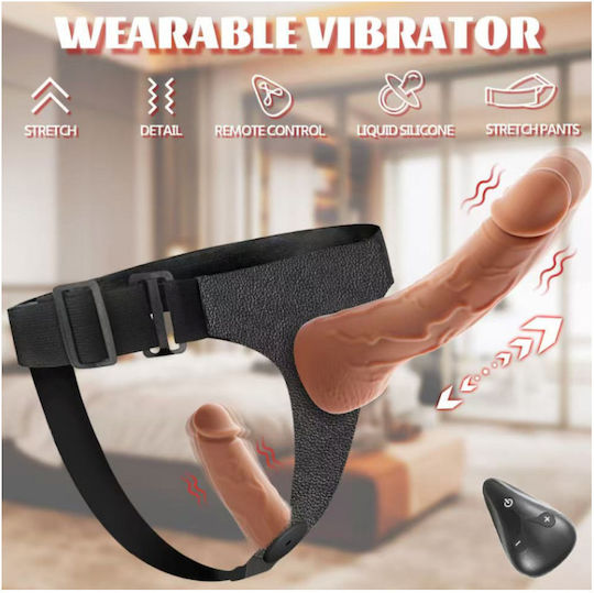 Aph Harness Dual-motor Vibration Harness Διπλό Dildo Δόνηση Μαύρο Yy9024