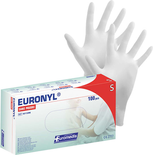 Sis Box 100 Disposable Vinyl Gloves Medical Use Without Powder Size S White