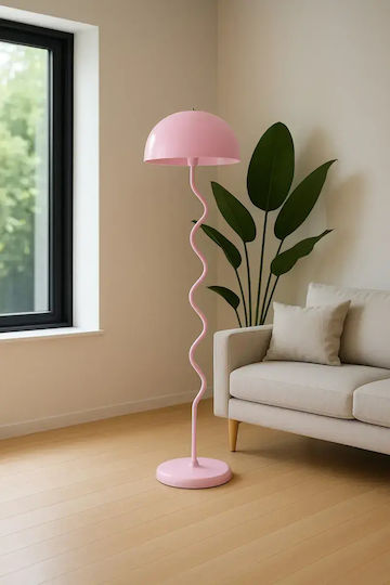 Dekorative Stehlampe Wellenförmige Säule Lampenschirm Rosa 140x35 cm