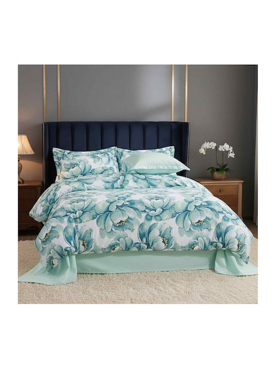 Pucioasa Set Cearșafuri 240x270cm. Turquoise Pe...