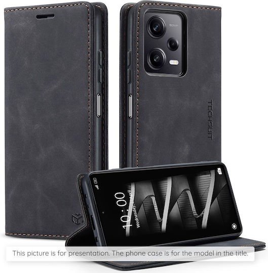 Techsuit Confy Cover Book Synthetisches Leder Schwarz für Galaxy S26 Ultra