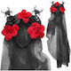 Blumen & Schleier Karneval Stirnband Mehrfarbig für Halloween 1Stück