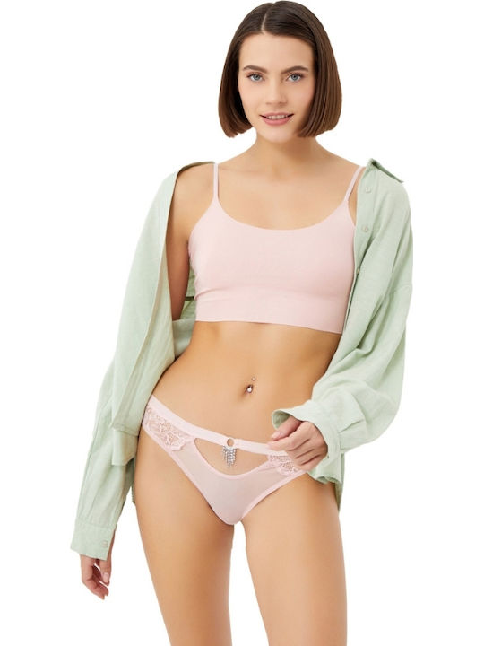 CottonHill Damen Slip mit Spitze Pink