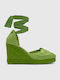Cacia Women's Leather Platform Espadrilles Green