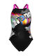 Arena Logo Kinder Badeanzug Einteilig Black-shocking Pink
