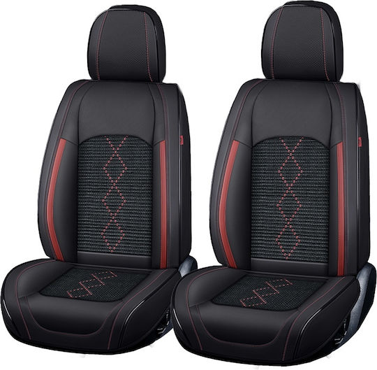 Premium Car Seat Covers 5 Seats Deluxe Perforated Eco Leather Textile Black Dark Red