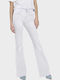 Reg High Waist Women's Jean Trousers Flared in Slim Fit White