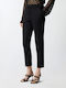 Women's Fabric Trousers Straight Line Black