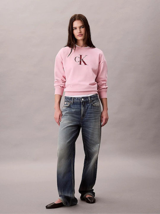 Calvin Klein Cropped Γυναικείο Φούτερ Ροζ