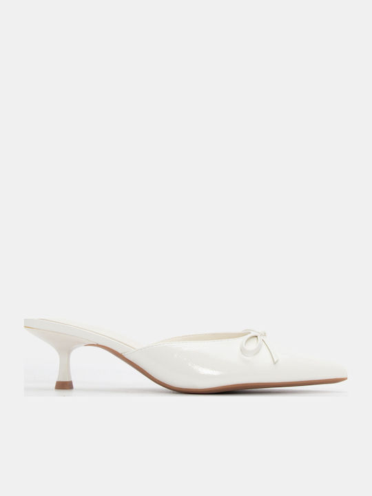 Luigi Women's Mules with Thin Low Heel in White...