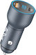 ATC Car Charger 42.5W 5A Fast Charging with Ports 1xUSB 1xType-C with Embedded Type-C Cable Grey Colour