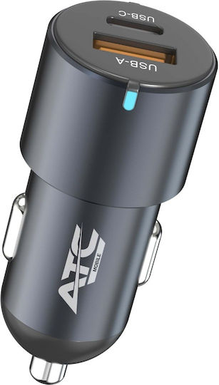 ATC Auto-Ladegerät 60W 7A mit Anschlüssen: 1xUSB 1xType-C Blau Farbe
